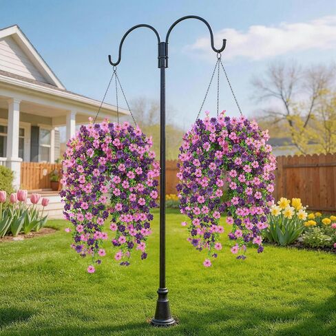 Artificial Hanging Flowers for Outdoors, 6PCS Faux Silk Artificial Flowers for Outdoors, UV Resistant Fake Flowers, No Fade Trailing Greenery, Decor for Home Porch Patio Balcony Garden Yard in Kuwait