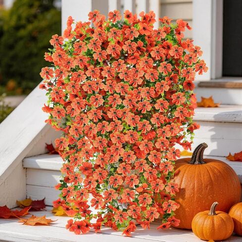 Artificial Hanging Flowers for Outdoors, 6PCS Faux Silk Artificial Flowers for Outdoors, UV Resistant Fake Flowers, No Fade Trailing Greenery, Decor for Home Porch Patio Balcony Garden Yard in Kuwait