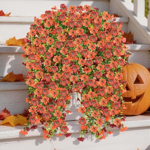 Artificial Hanging Flowers for Outdoors, 6PCS Faux Silk Artificial Flowers for Outdoors, UV Resistant Fake Flowers, No Fade Trailing Greenery, Decor for Home Porch Patio Balcony Garden Yard in Kuwait