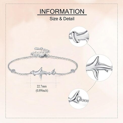Hammerhead Shark Bracelet 18K White Gold Plated Cubic Zircon Shark Bracelet Jewelry Gifts for Women in Saudi Arabia