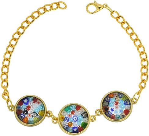 Glass Of Venice Murano Glass Millefiori Gold Disks Bracelet - Multicolor in Kuwait