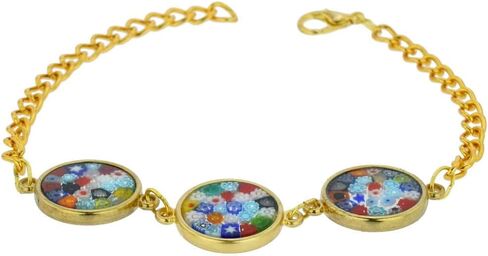 Glass Of Venice Murano Glass Millefiori Gold Disks Bracelet - Multicolor in Kuwait