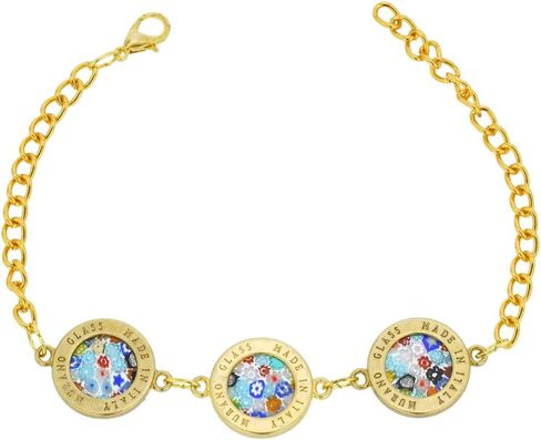 Glass Of Venice Murano Glass Millefiori Gold Disks Bracelet - Multicolor in Kuwait