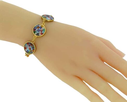 Glass Of Venice Murano Glass Millefiori Gold Disks Bracelet - Multicolor in Kuwait