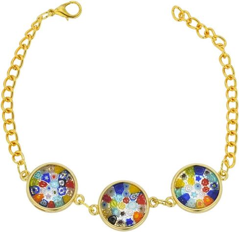 Glass Of Venice Murano Glass Millefiori Gold Disks Bracelet - Multicolor in Kuwait