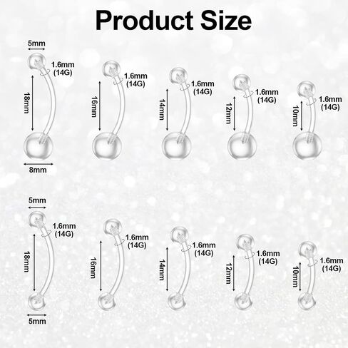 10pcs Plastic Belly Button Rings 14g Plastic Pregnancy Belly Rings | Curved Barbell Navel Piercing Retainers Jewelry Invisible Navel Ring for Work Surgery in Saudi Arabia