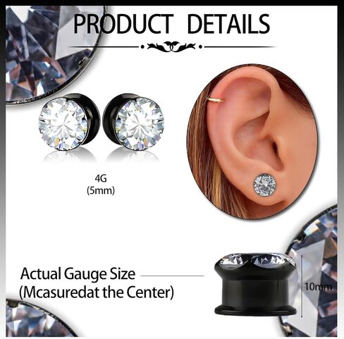 2Pcs 6G-16mm Gauges For Ears Stainless Steel Screw Ear Tunnels Plugs Hypoallergenic Ear Stretcher Expander Jewelry for Women Men in Kuwait