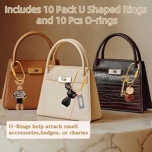 Muitcdo 10 Pack Brass Key Rings Bulk, Gold Key Chain Organizer Holder for Men Women with Secure Screw Locking, Cute Purse Bag Charms for Handbags, Small Carabiner Clip for Dog Leash Pet Tags in Kuwait
