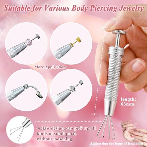Piercing Taper Ball Grabber Kit – 16G 18G 20G 316L Stainless Steel Threadless & Threaded Tapers Set – Includes Straight/Curved Tapers, Threaded Guide Pins & Ball Grabber for Flat Back Earrings – Body Piercing Tool for Ear, Nose, Lip, Navel in Kuwait