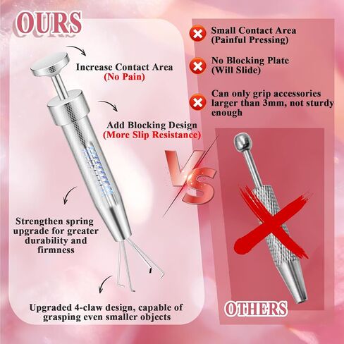 Piercing Taper Ball Grabber Kit – 16G 18G 20G 316L Stainless Steel Threadless & Threaded Tapers Set – Includes Straight/Curved Tapers, Threaded Guide Pins & Ball Grabber for Flat Back Earrings – Body Piercing Tool for Ear, Nose, Lip, Navel in Kuwait