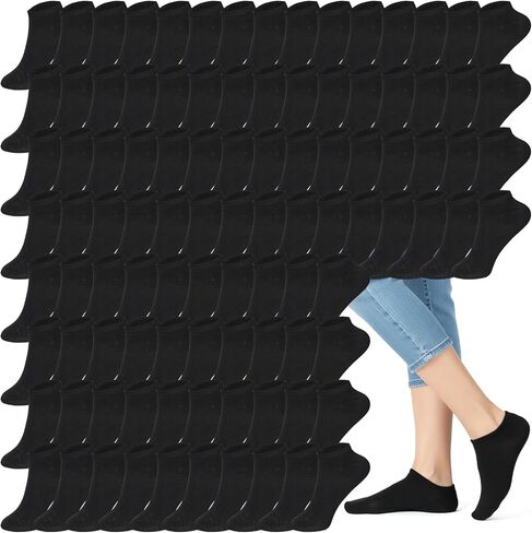 100Pairs Low Cut Ankle Socks Bulk, No Show Athletic Sock for Women Men, Thin Breathable Casual Short Socks, Black Unisex Adult Sock Pack for Winter Christmas Homeless Gifts in Saudi Arabia