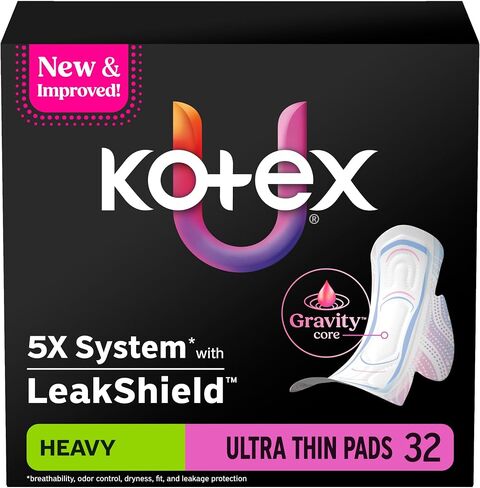 Kotex Ultra Thin Pads with Wings, Heavy Absorbency, 32 Count (Packaging May Vary) in Saudi Arabia