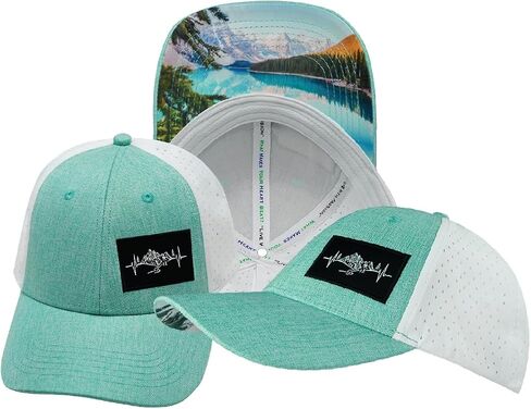 Mountains Hat - Low Profile - Ponytail - Teal/White - Laser Mesh in Saudi Arabia