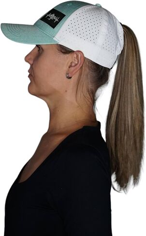 Mountains Hat - Low Profile - Ponytail - Teal/White - Laser Mesh in Saudi Arabia
