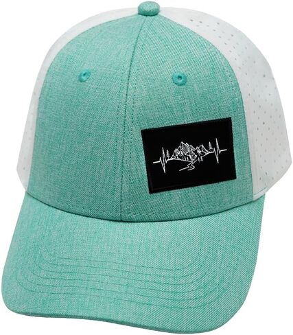 Mountains Hat - Low Profile - Ponytail - Teal/White - Laser Mesh in Saudi Arabia