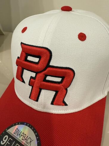 Puerto Rico PR Snapback Hat – Red/White Curved Brim Cap, 3D Embroidery, Flag Patch, Adjustable Unisex Streetwear in Saudi Arabia
