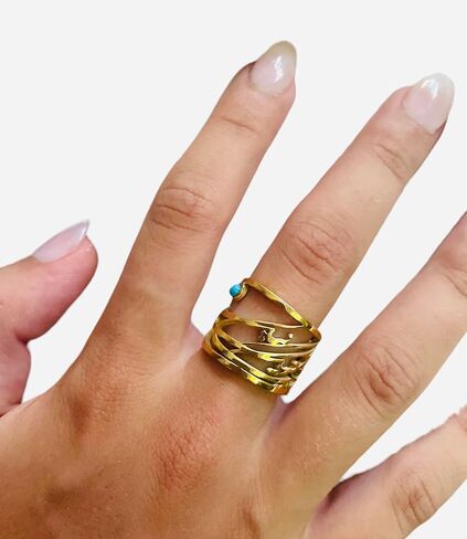 Persian Iranian Love Jewelry - Love Eshgh Farvahar Ring, Gold Plated Persian Ring with Goftar Nik Letter, Calligraphy Jewelry, Special and stylish gift for Her! Persian Nowruz Norooz Norouz Gift! in Kuwait