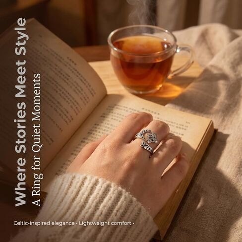 Silver Celtic Witches Knot Ring for Women, Adjustable Open Knuckle Thumb Rings, Irish Witch Knot Jewelry Protection Amulet, Anniversary Birthday Gift for Her, Silver Tone One Size in Saudi Arabia