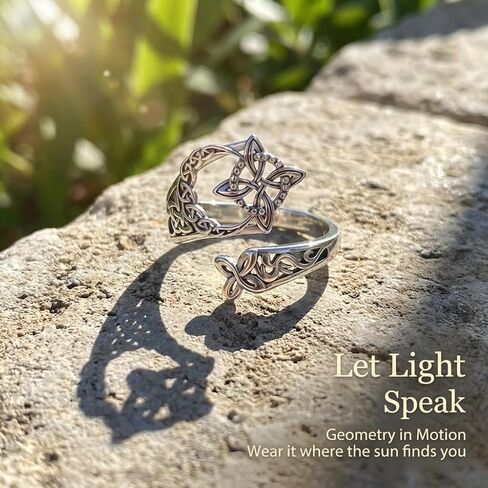Silver Celtic Witches Knot Ring for Women, Adjustable Open Knuckle Thumb Rings, Irish Witch Knot Jewelry Protection Amulet, Anniversary Birthday Gift for Her, Silver Tone One Size in Saudi Arabia