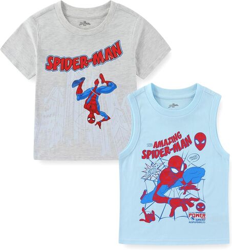 Marvel Spider-Man Boys 2 Pack Short Sleeve T-Shirt and Tank Top for Toddler to Big Kids in Kuwait