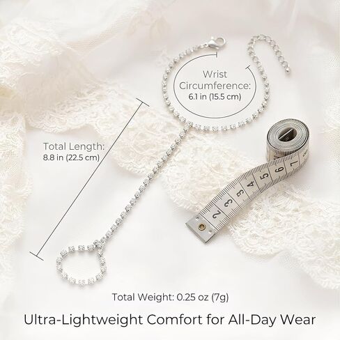 Sparkling Rhinestone Ring Bracelet Silver Hand Chain for Women Radiant Finger Wrist Accessories Prom Statement Jewelry in Saudi Arabia