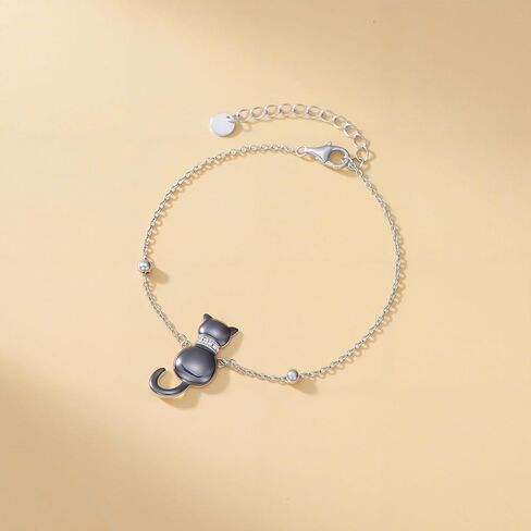 Lab Grown Diamond Black Cat Bracelet Sterling Silver Cat Bracelet Jewelry Gift for Women in Saudi Arabia