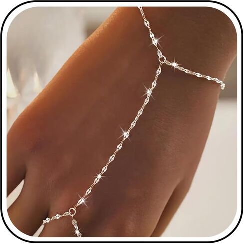 Hand Chain Bracelet for Women Dainty Gold Evil Eye Bracelets Pearl Ring Bracelet Hand Chain Hand Jewelry Gifts for Women Trendy in Kuwait