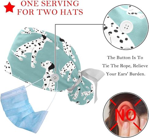 2 PCS Bouffant Cap with Button Ponytail Pouch Working Cap Sweatband Adjustable Surgical Cap Arrows in Saudi Arabia