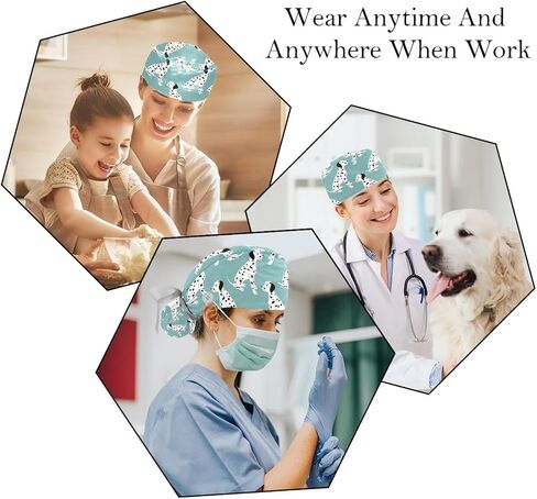 2 PCS Bouffant Cap with Button Ponytail Pouch Working Cap Sweatband Adjustable Surgical Cap Arrows in Saudi Arabia