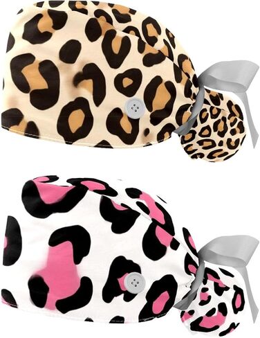 2 PCS Bouffant Cap with Button Ponytail Pouch Working Cap Sweatband Adjustable Surgical Cap Arrows in Saudi Arabia