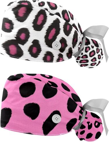 2 PCS Bouffant Cap with Button Ponytail Pouch Working Cap Sweatband Adjustable Surgical Cap Arrows in Saudi Arabia