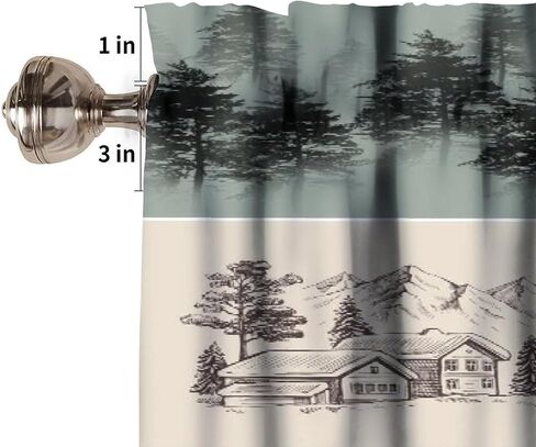 Rustic Lodge Window Valance Retro Bear Deer Country Farmhouse Buffalo Plaid Short Curtains Rod Pocket Drapes Dining Room Bedroom Kitchen Living Room Office Drapes, 54x18in in Saudi Arabia