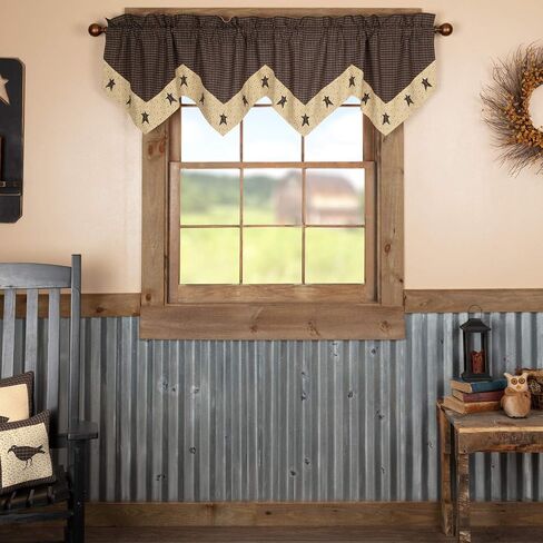 ستارة ريفية من العلامات التجارية VHC Kettle Grove Star Valance مقاس 20 × 72، كريمية in Kuwait