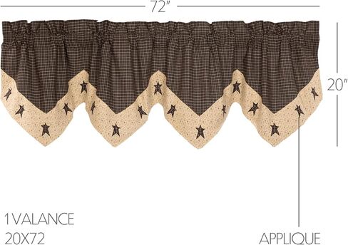 ستارة ريفية من العلامات التجارية VHC Kettle Grove Star Valance مقاس 20 × 72، كريمية in Kuwait
