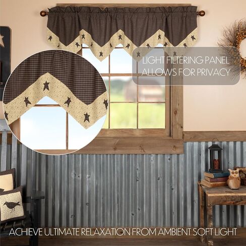 ستارة ريفية من العلامات التجارية VHC Kettle Grove Star Valance مقاس 20 × 72، كريمية in Kuwait