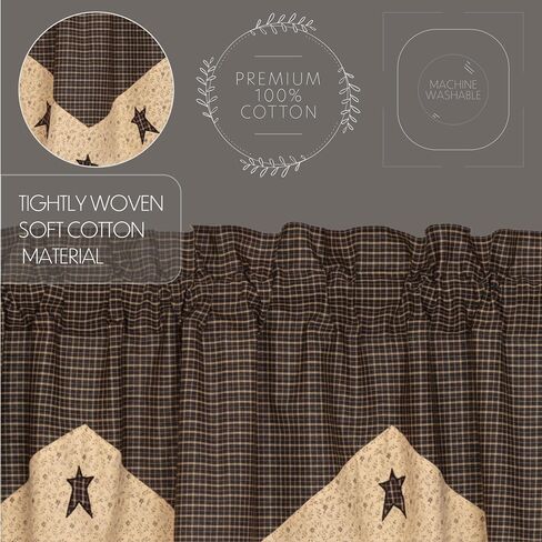 ستارة ريفية من العلامات التجارية VHC Kettle Grove Star Valance مقاس 20 × 72، كريمية in Kuwait