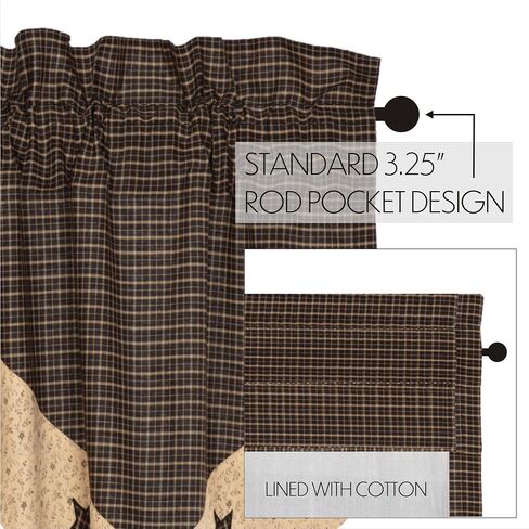 ستارة ريفية من العلامات التجارية VHC Kettle Grove Star Valance مقاس 20 × 72، كريمية in Kuwait