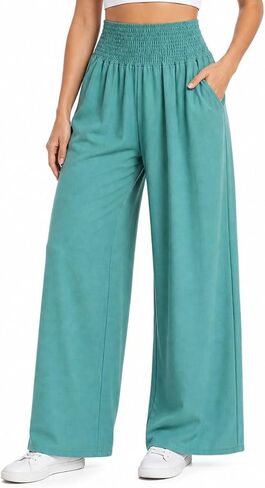 Women’s Wide-Leg Trousers with a Drawstring Waistband and high Waist Casual Loungewear Ideal for Beach Holidays in Saudi Arabia