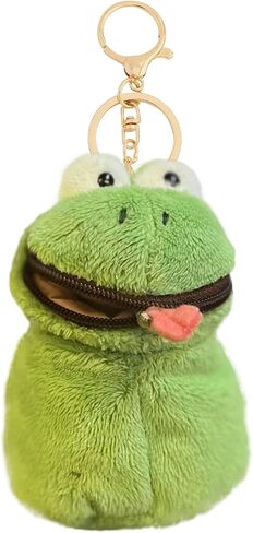 Frog Coin Purse Keychain | Creative Portable Mini Wallet for Women, Kawaii Plush Change Pouch with Zipper, Ideal Gift for Girls and Women in Saudi Arabia