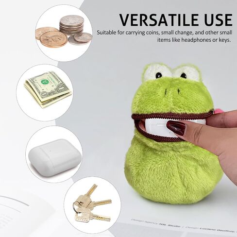Frog Coin Purse Keychain | Creative Portable Mini Wallet for Women, Kawaii Plush Change Pouch with Zipper, Ideal Gift for Girls and Women in Saudi Arabia