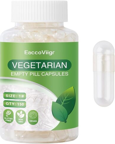 Size 1 Empty Capsules - 150 Count Clear Empty Pill Capsules Size 1 with Capsule Filling Kit, Fillable Vegan Vegetarian Capsule Empty for Vitamins, Easy for DIY Supplements in Kuwait