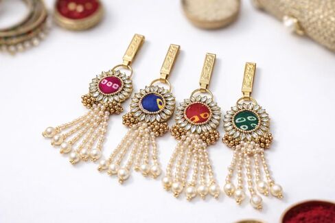 Matrika Hand Made Saari Key Chain | Satka for Haldi Kumkum | Set of 4 Saari| Chain Pasupu kumkum | Tamboolam | Return Gift | B_Satka1 in Saudi Arabia