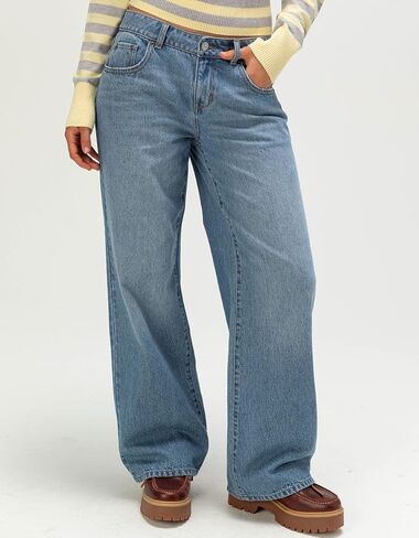 Rsq Womens Fold Over Waistband Baggy Jeans in Saudi Arabia