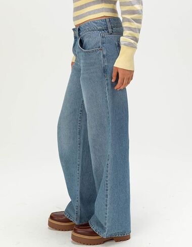 Rsq Womens Fold Over Waistband Baggy Jeans in Saudi Arabia