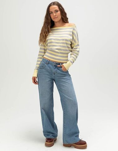 Rsq Womens Fold Over Waistband Baggy Jeans in Saudi Arabia