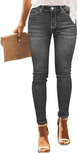 Women's Denim Pants Classic Stretch Skinny Shaping Mid Rise Work Jeans in Saudi Arabia