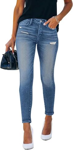 Women's Denim Pants Classic Stretch Skinny Shaping Mid Rise Work Jeans in Saudi Arabia