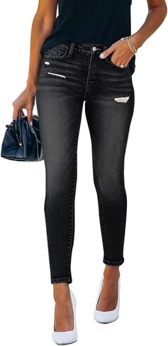 Women's Denim Pants Classic Stretch Skinny Shaping Mid Rise Work Jeans in Saudi Arabia