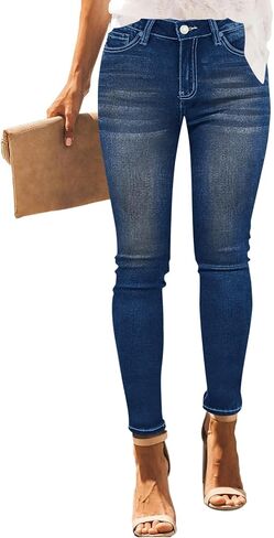 Women's Denim Pants Classic Stretch Skinny Shaping Mid Rise Work Jeans in Saudi Arabia