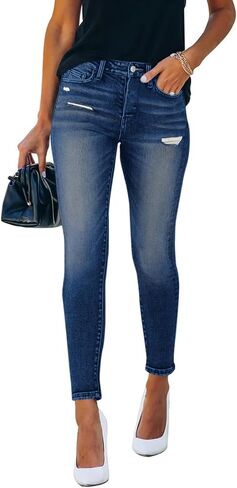 Women's Denim Pants Classic Stretch Skinny Shaping Mid Rise Work Jeans in Saudi Arabia